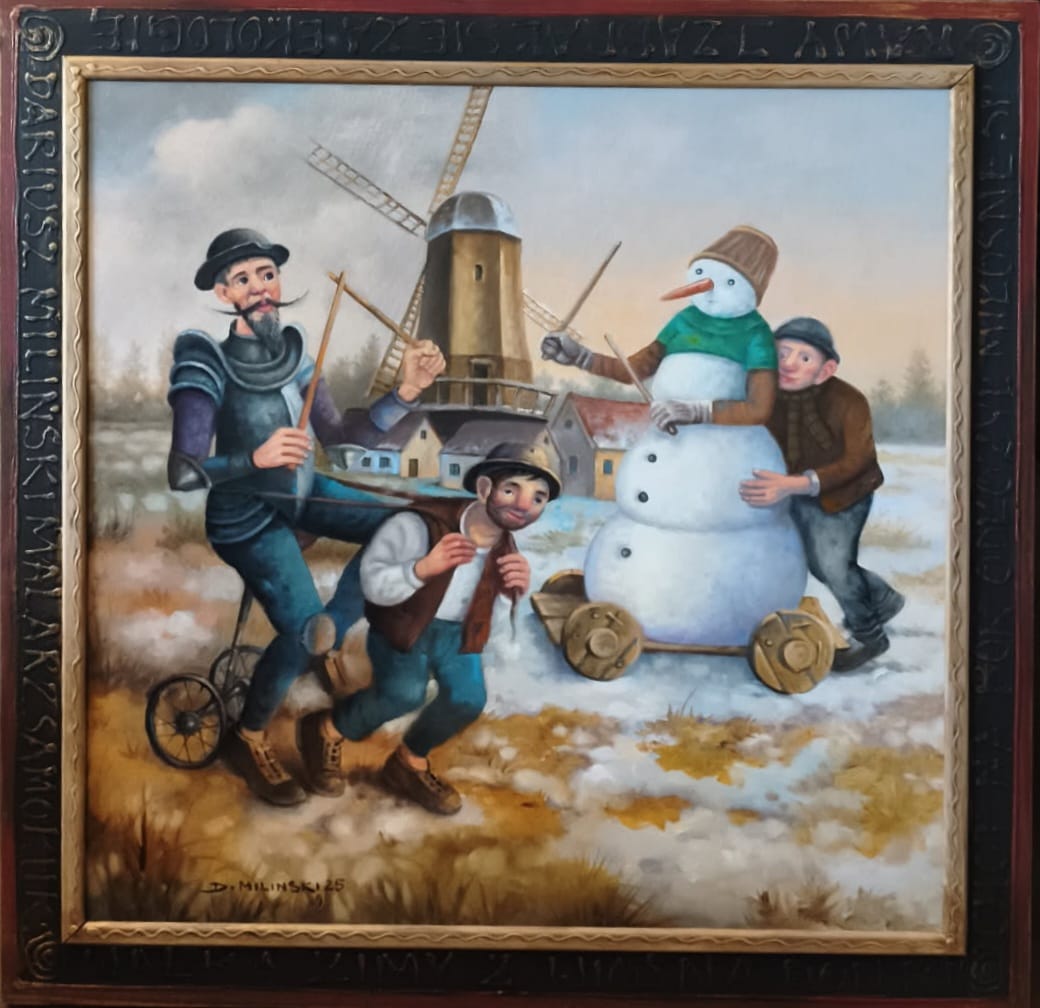 DARIUSZ MILIŃSKI 'Zabawa' olej, płótno, 80x80cm
