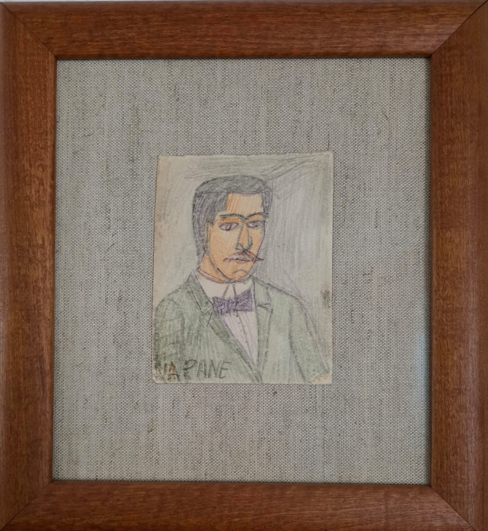 NIKIFOR KRYNICKI - Portret Mężczyzny, lata 60-te, kredka, papier, 12,3x9,3cm