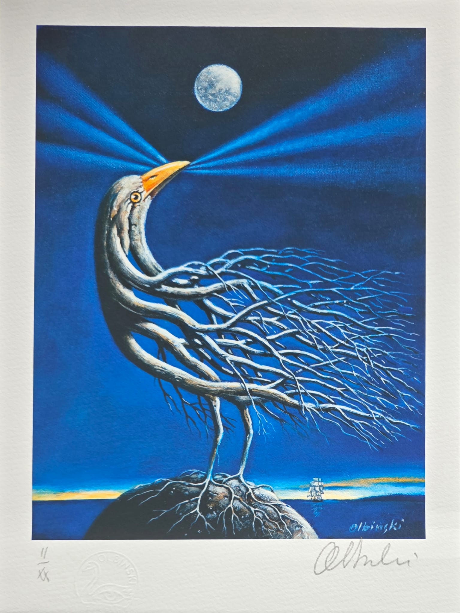 RAFAŁ OLBIŃSKI, 'Świadek nocy', inkografia, papier B4