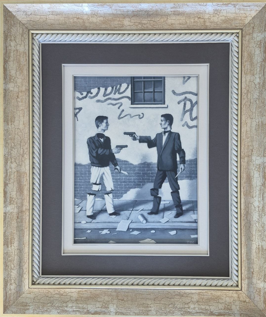 TOMASZ OLBIŃSKI 'Agresja', akryl, papier, 40x30cm