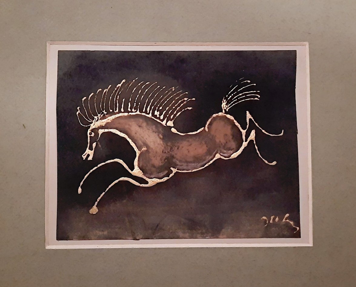 JÓZEF WILKOŃ 'Pastelowy Rumak', technika własna,10x16cm