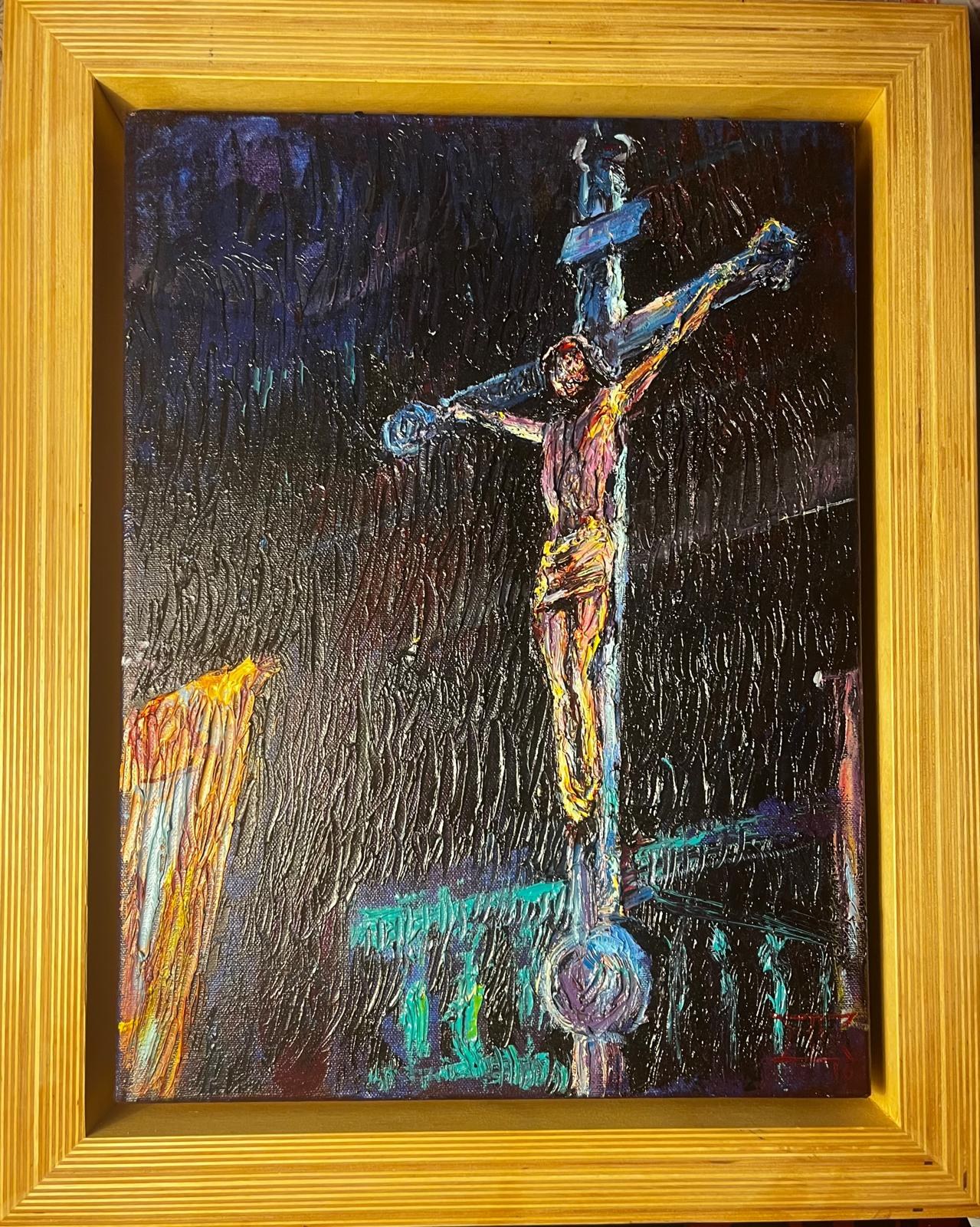 KRZYSZTOF KARGOL 'Krzyż w cerkwi św. Paraskewy w Nowicy'  akryl, płótno 40x30cm