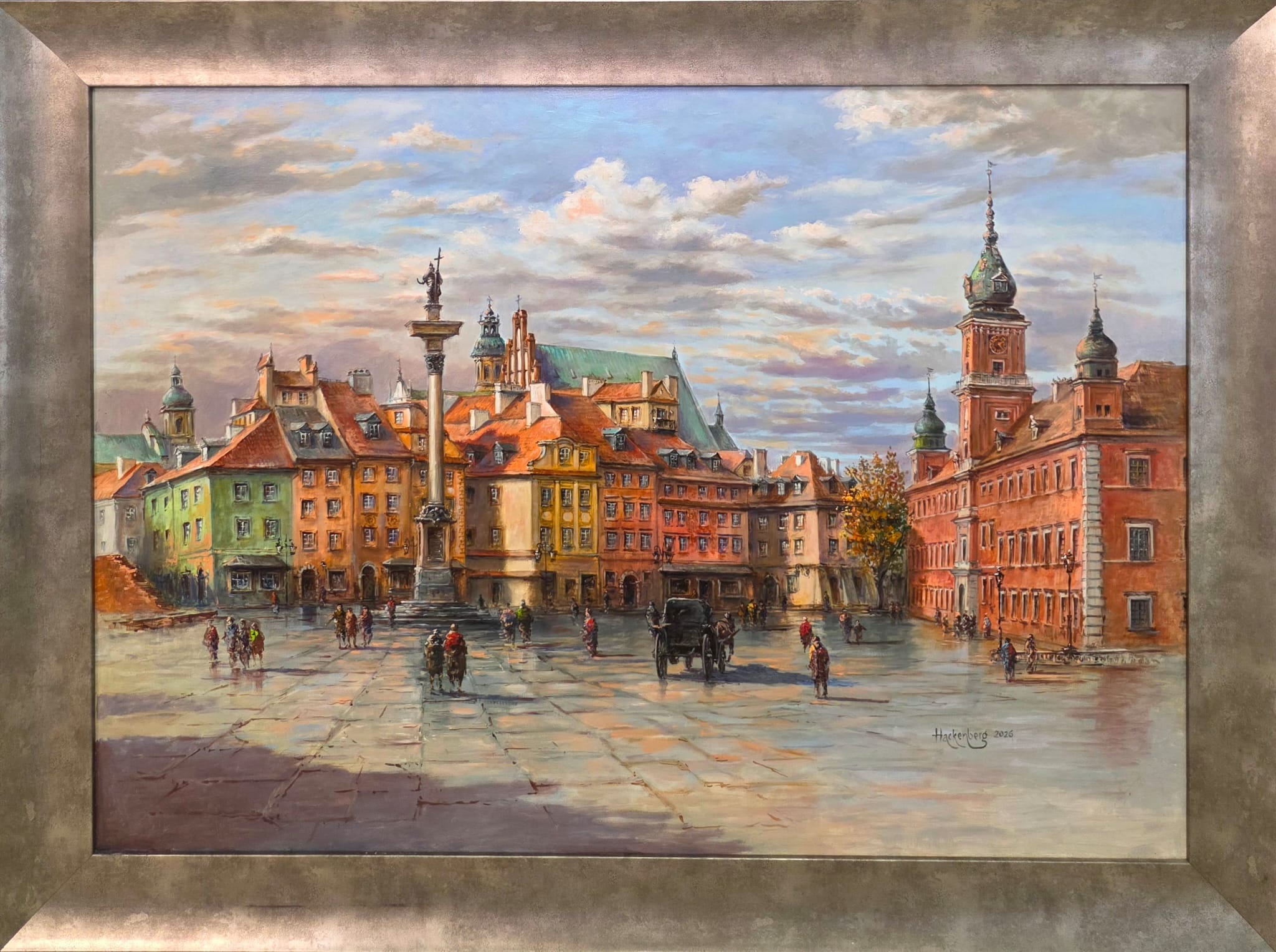 WITOLD HACKENBERG 'Warszawa Plac Zamkowy', olej, płótno, 65x92cm