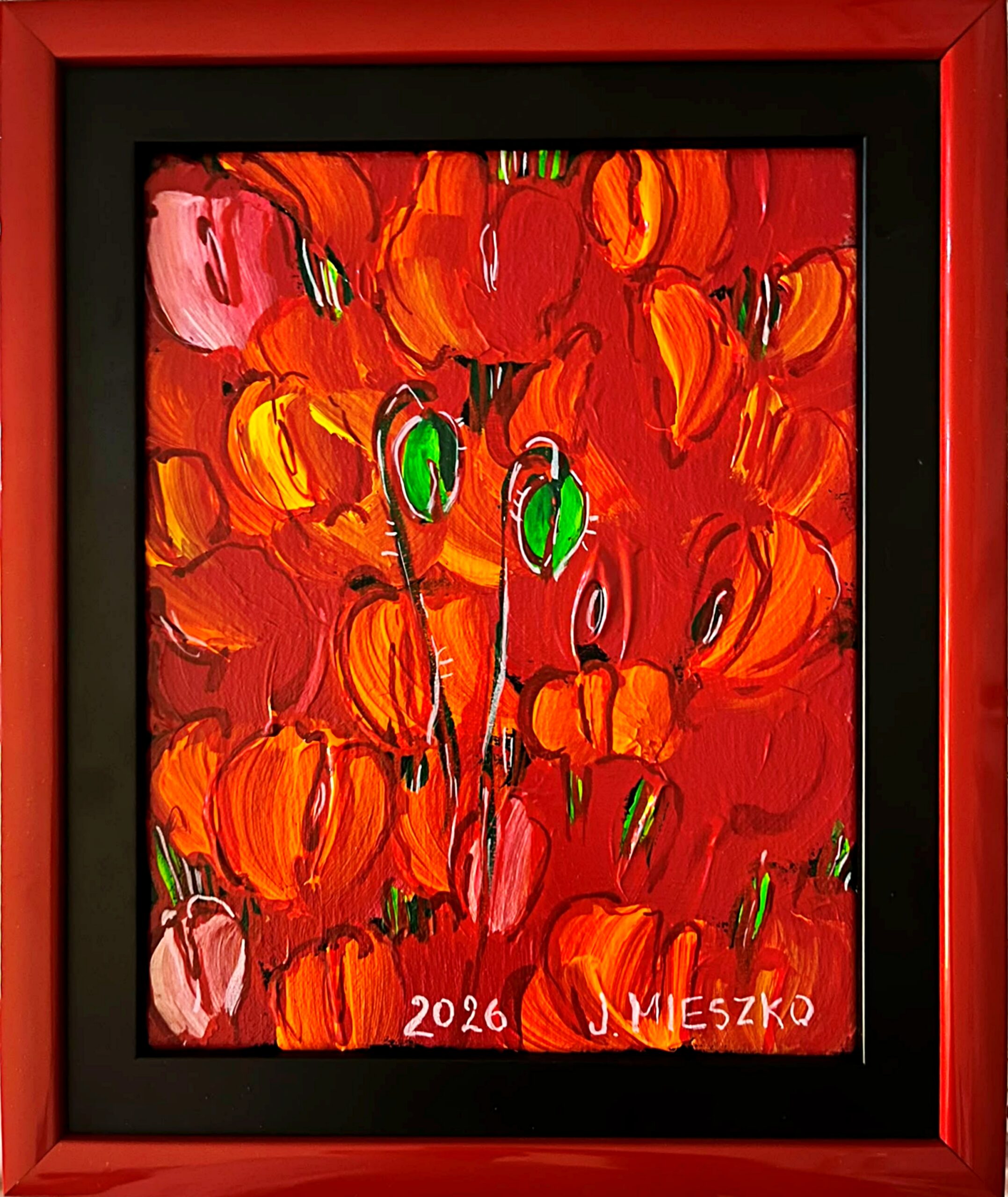JOANNA MIESZKO 'Maki' akryl, płótno, 30x24cm