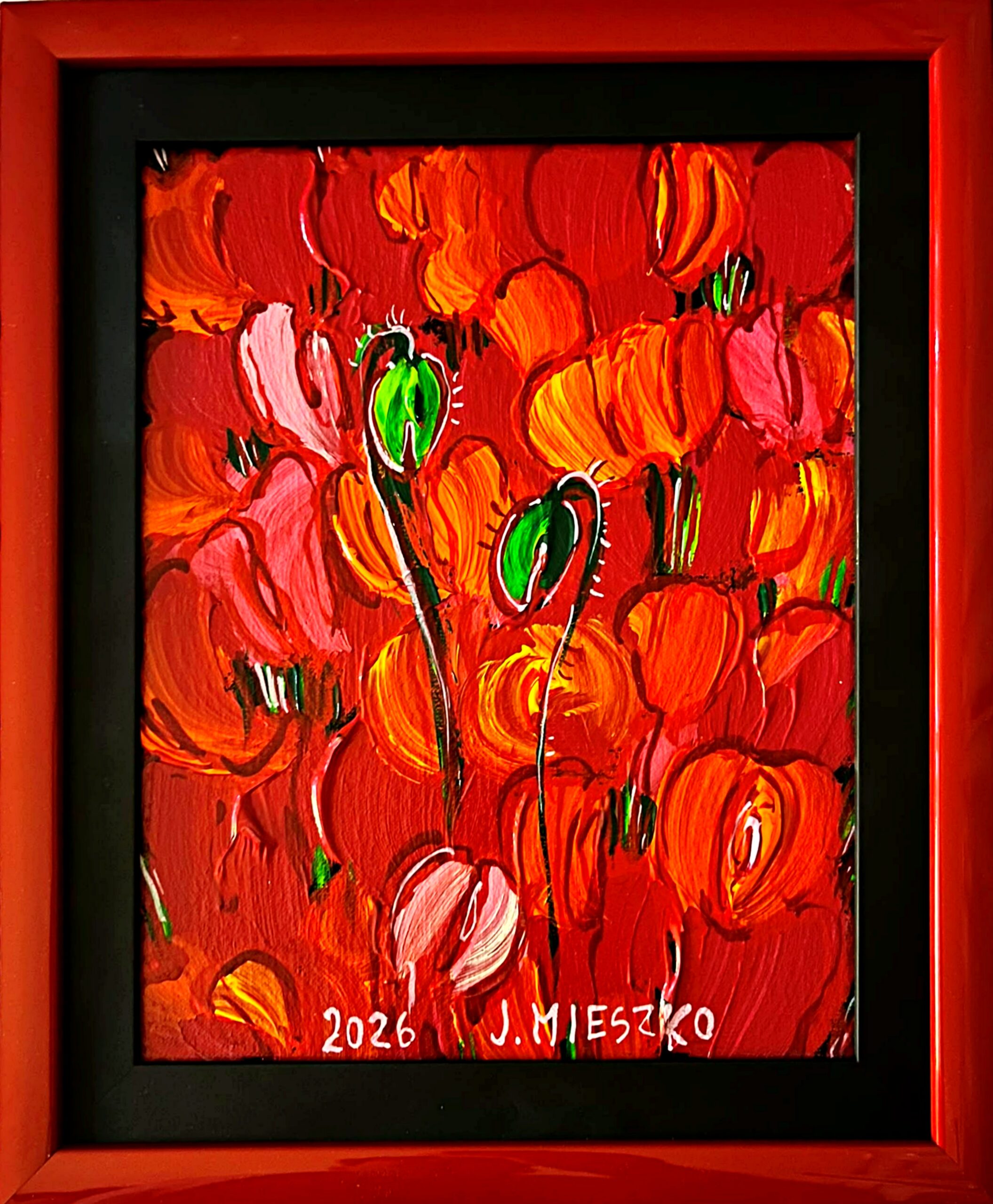 JOANNA MIESZKO 'Maki' akryl, płótno, 30x24cm