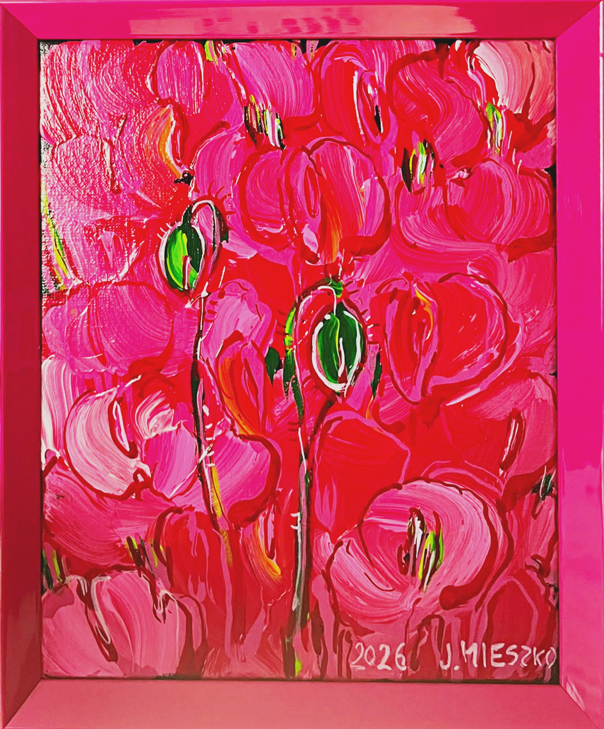 JOANNA MIESZKO 'Maki' akryl, płótno, 30x24cm