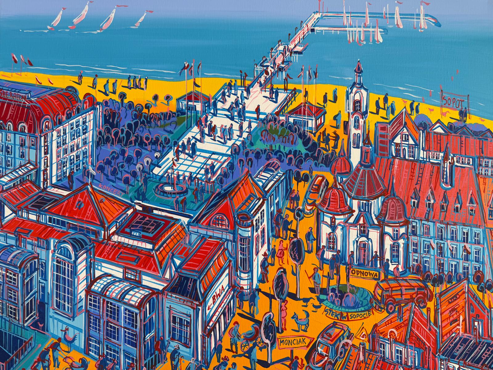 JOANNA MIESZKO 'Sopot' akryl, płótno, 65x81cm