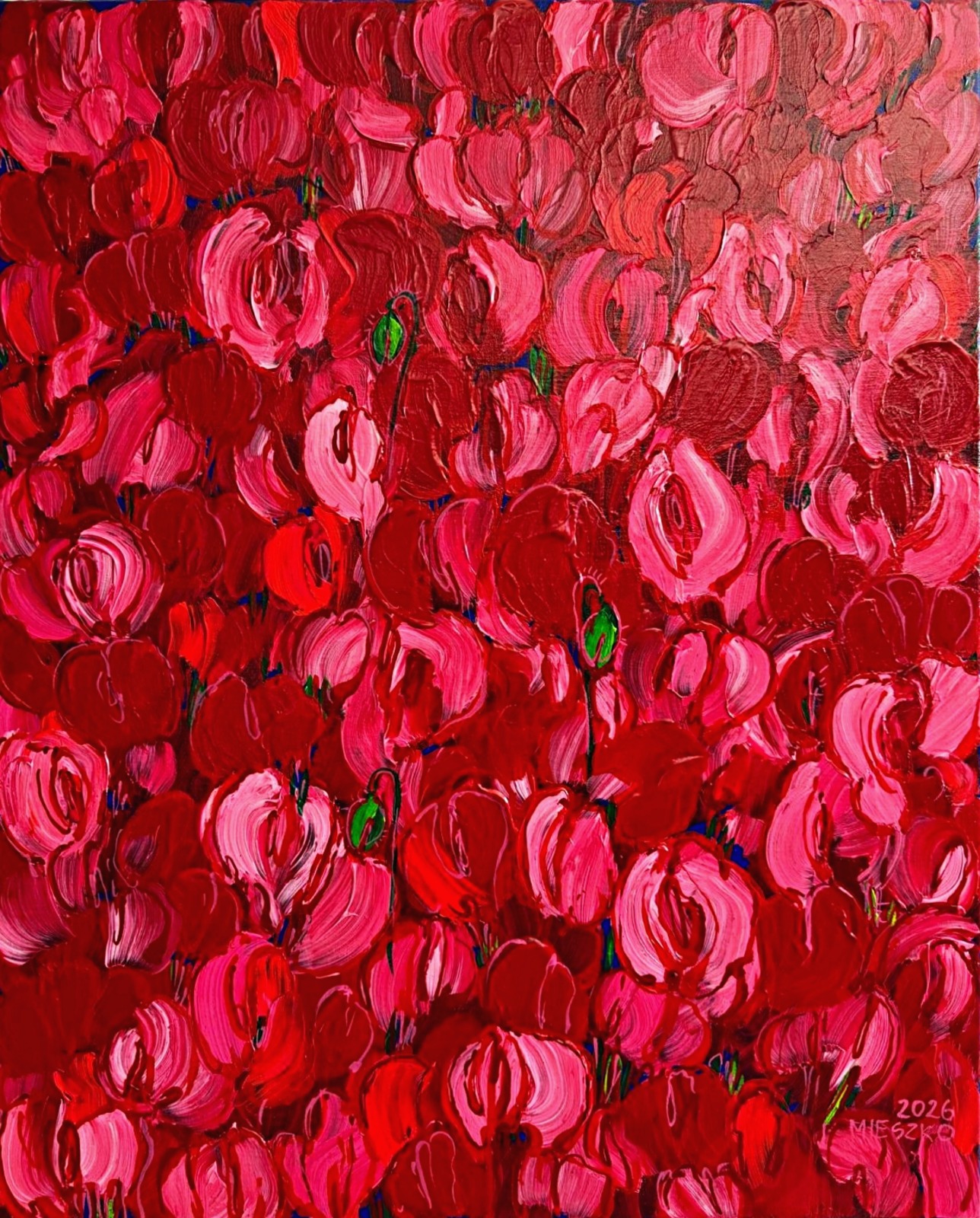 JOANNA MIESZKO 'Maki' akryl, płótno, 81x65cm