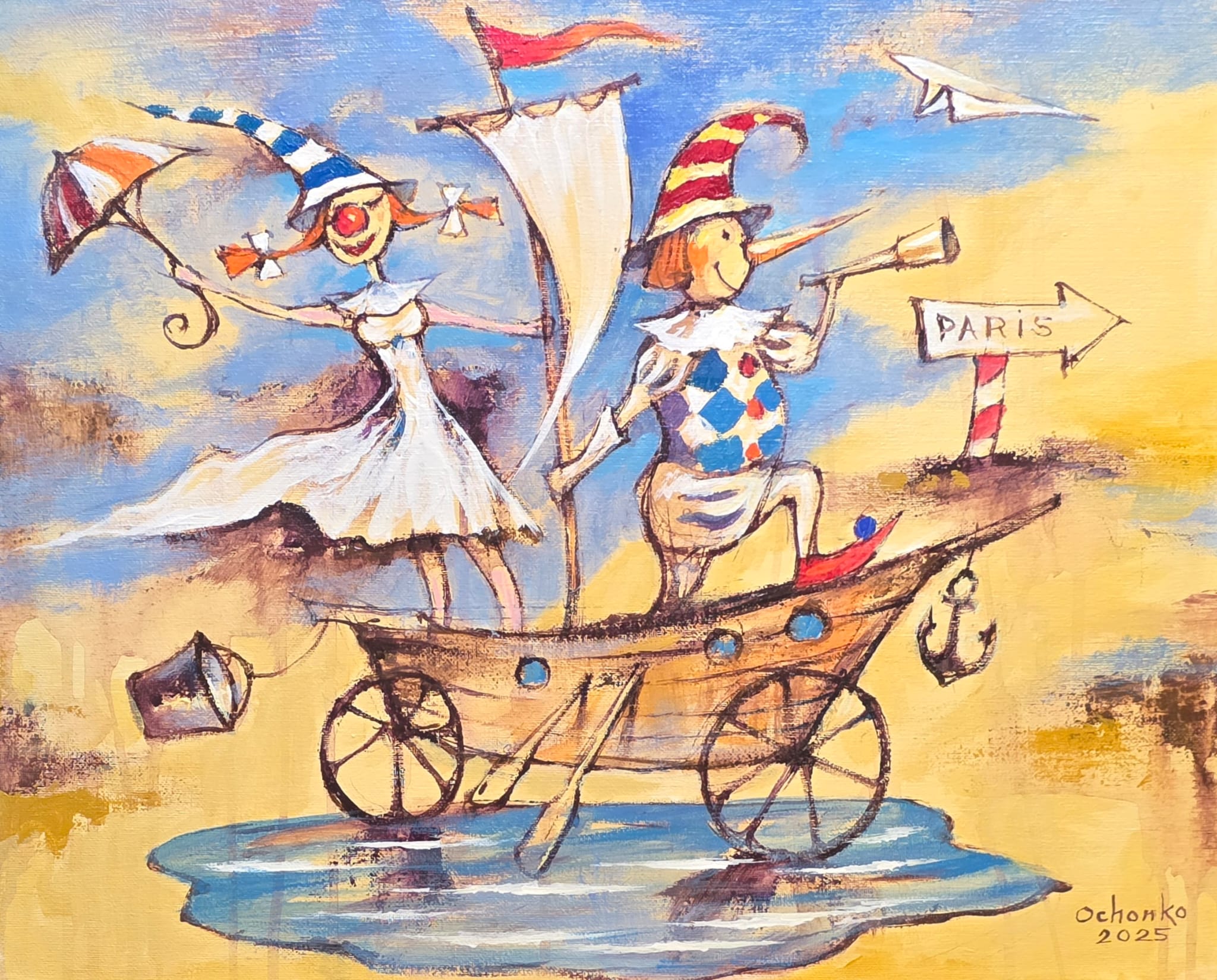 EUGENIUSZ OCHONKO 'EL ÚLTIMO CABALLERO_2' akryl, olej, szlagmetal, płótno 50x40cm
