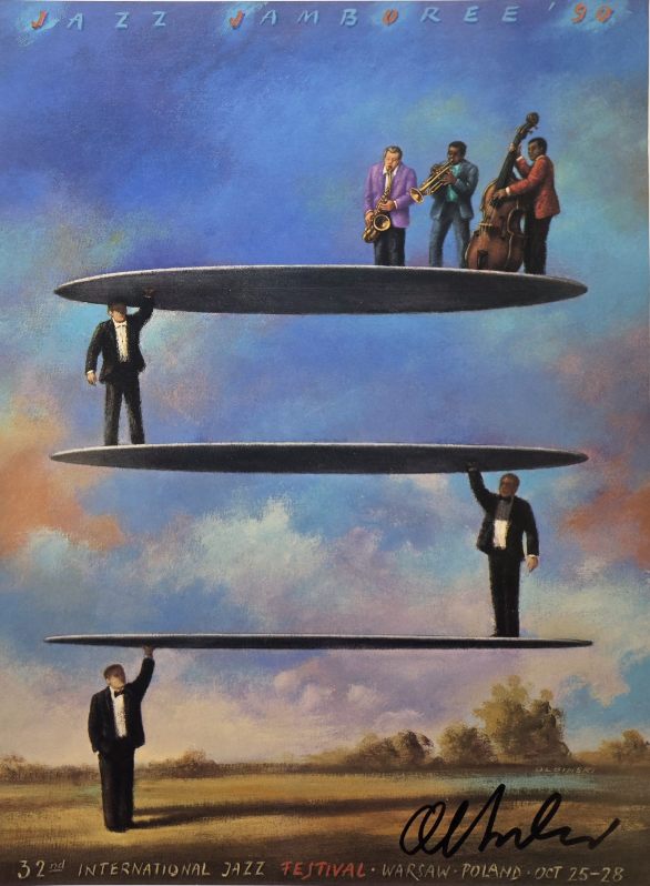 RAFAŁ OLBIŃSKI 'JAZZ JAMBOREE 90' 1995, sygnowany, offset, papier, 40x27cm