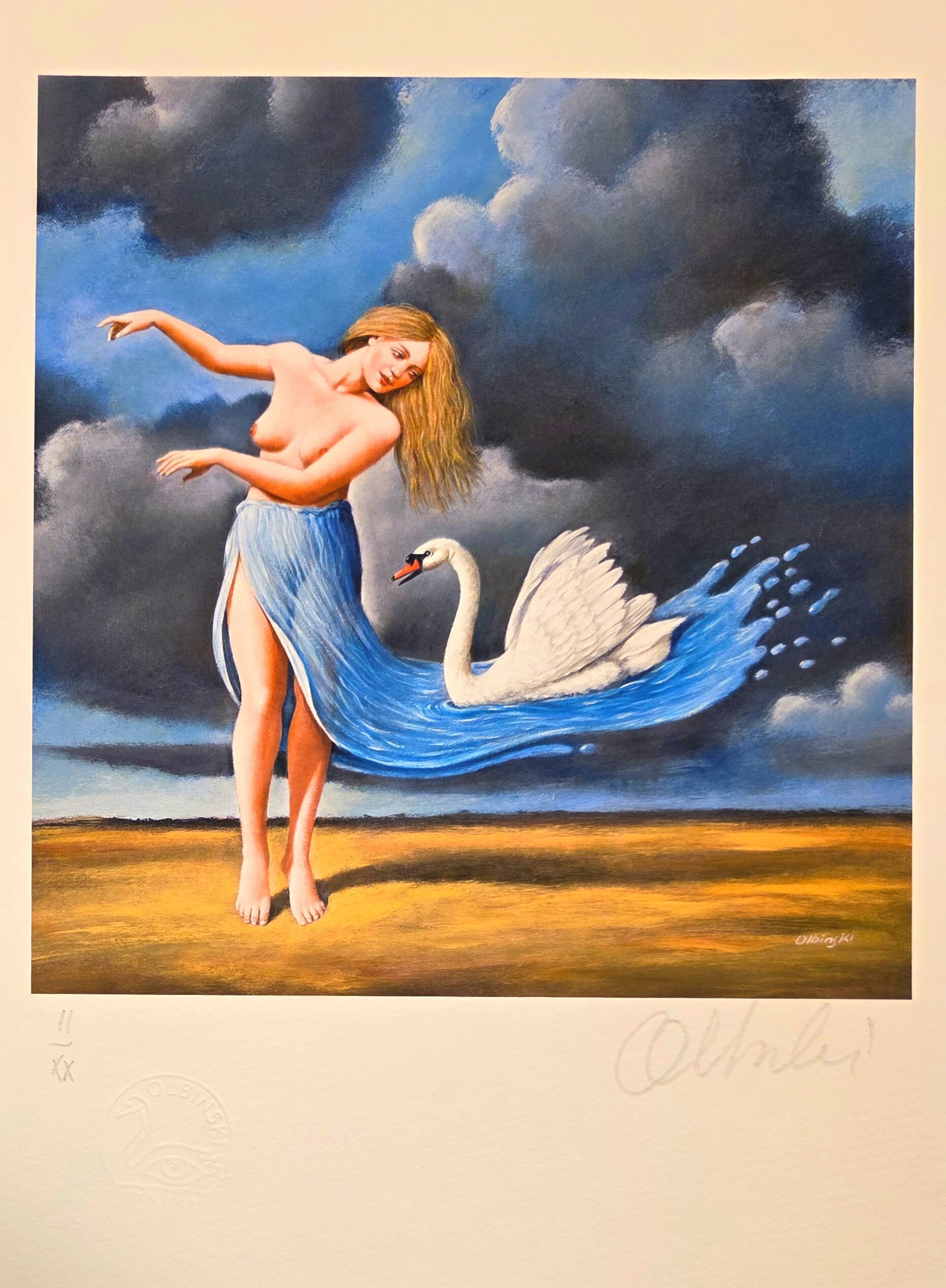 RAFAŁ OLBIŃSKI, 'Leda', inkografia, papier, 34,5x24,5cm