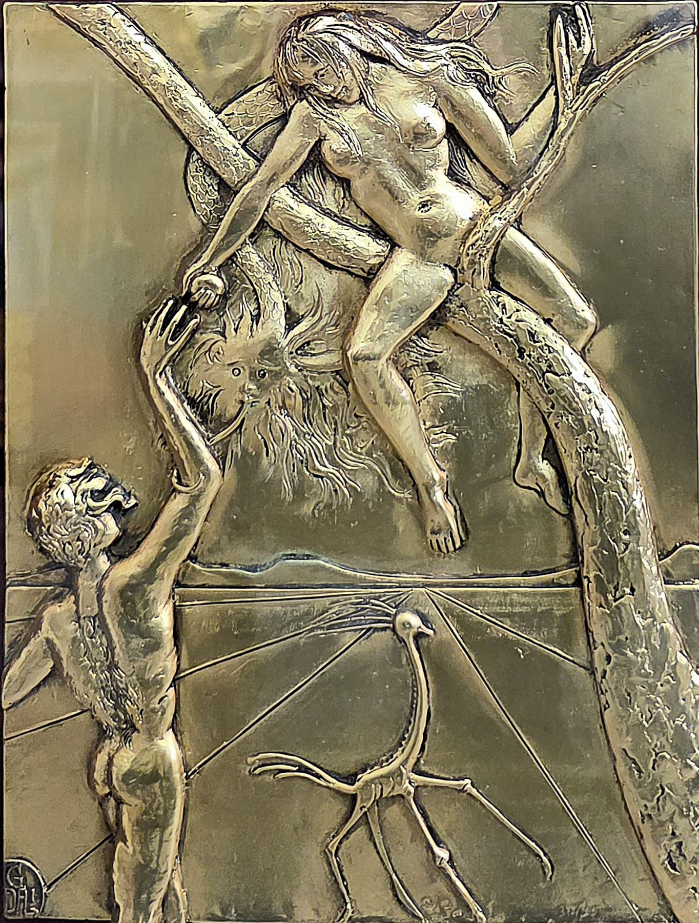 SALVADOR DALI 'Grzech pierworodny z cyklu „Wielki Mistrz"' Relief (płaskorzeźba), srebro próby 925/1000 platerowane 24k złotem