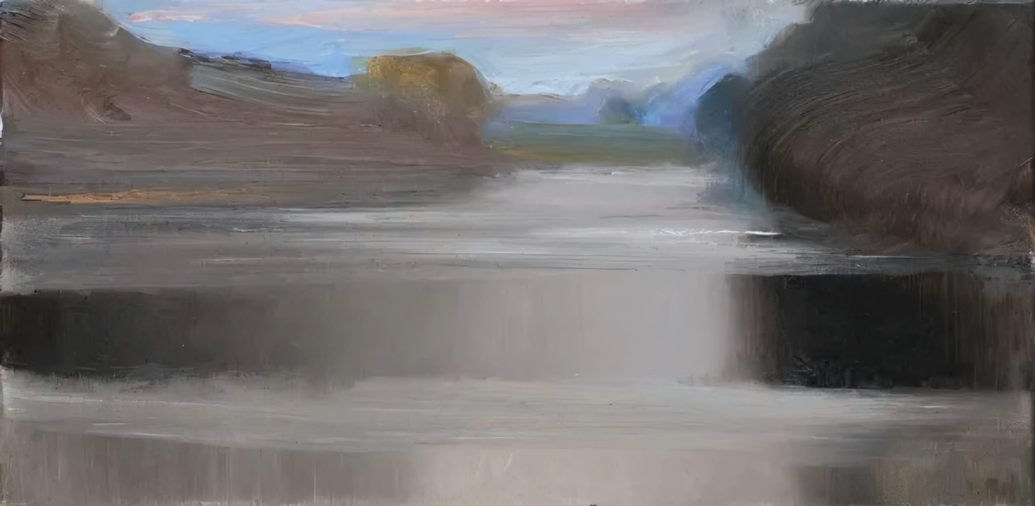 STANISŁAW BAJ 'Rzeka Bug' 2024, olej, płótno, 20x40cm