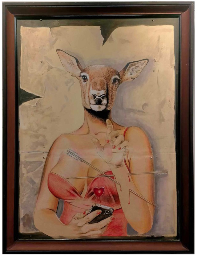 LECH BATOR '3, 2, 1,... LIKE', technika mieszana na płycie, 100x70cm