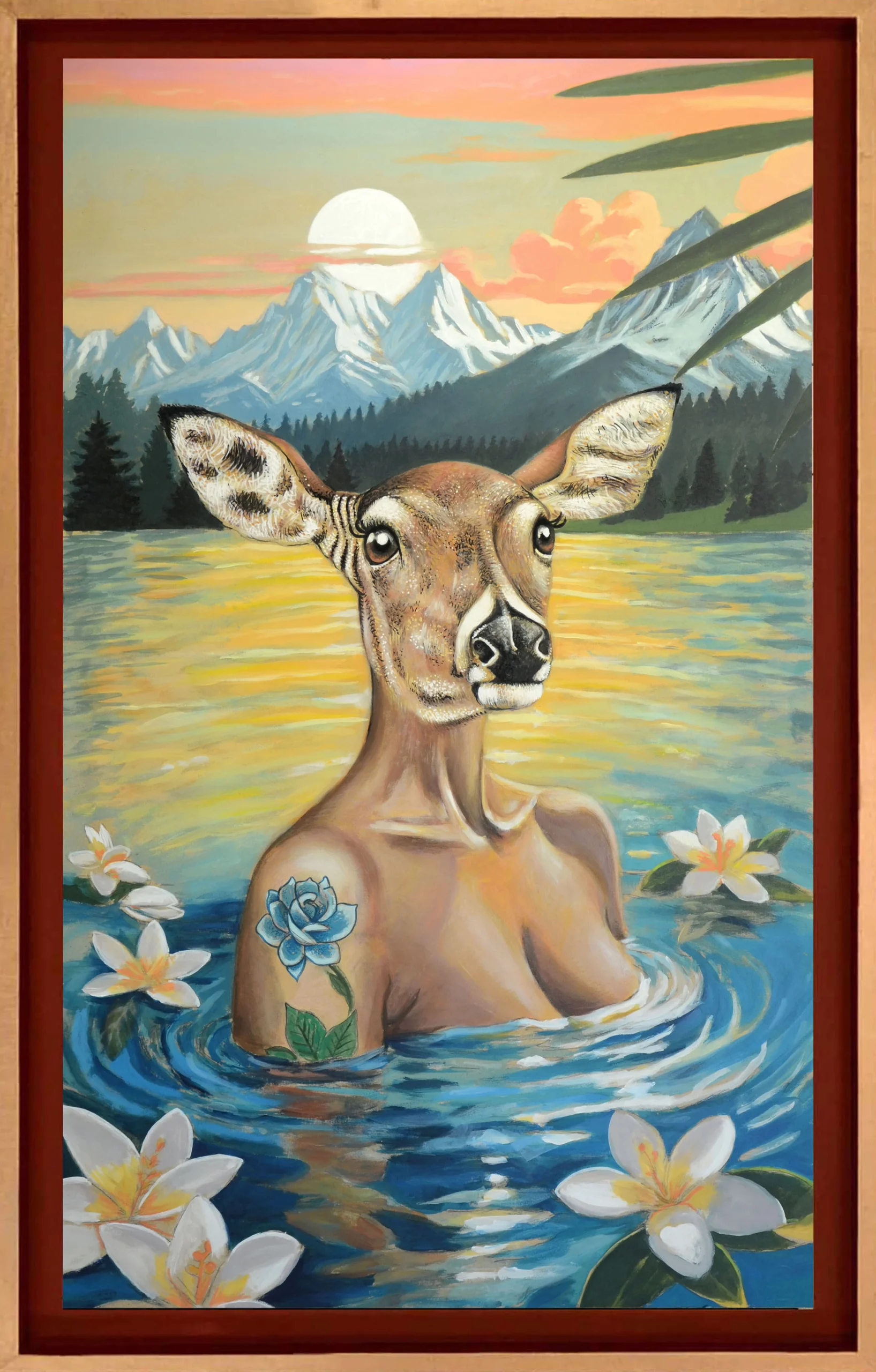 LECH BATOR 'Sarna z wody', technika mieszana na płótnie, 100x60cm