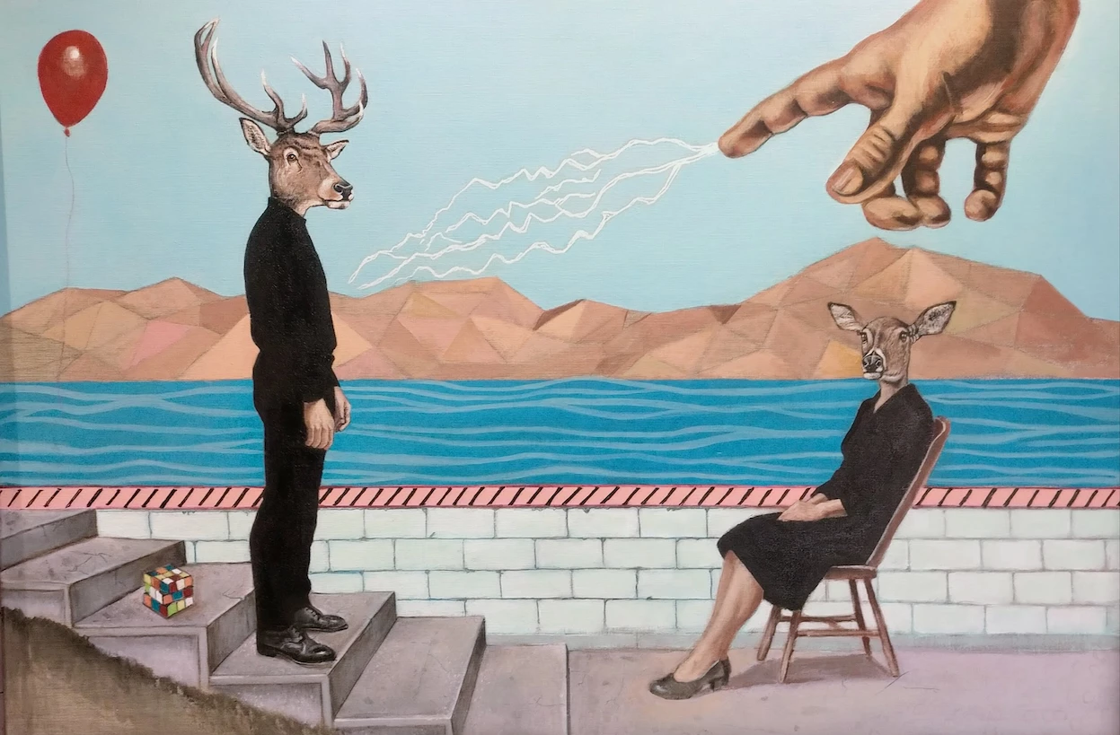 LECH BATOR 'Świadomy gracz vol.2', technika mieszana na płótnie, 80x120cm
