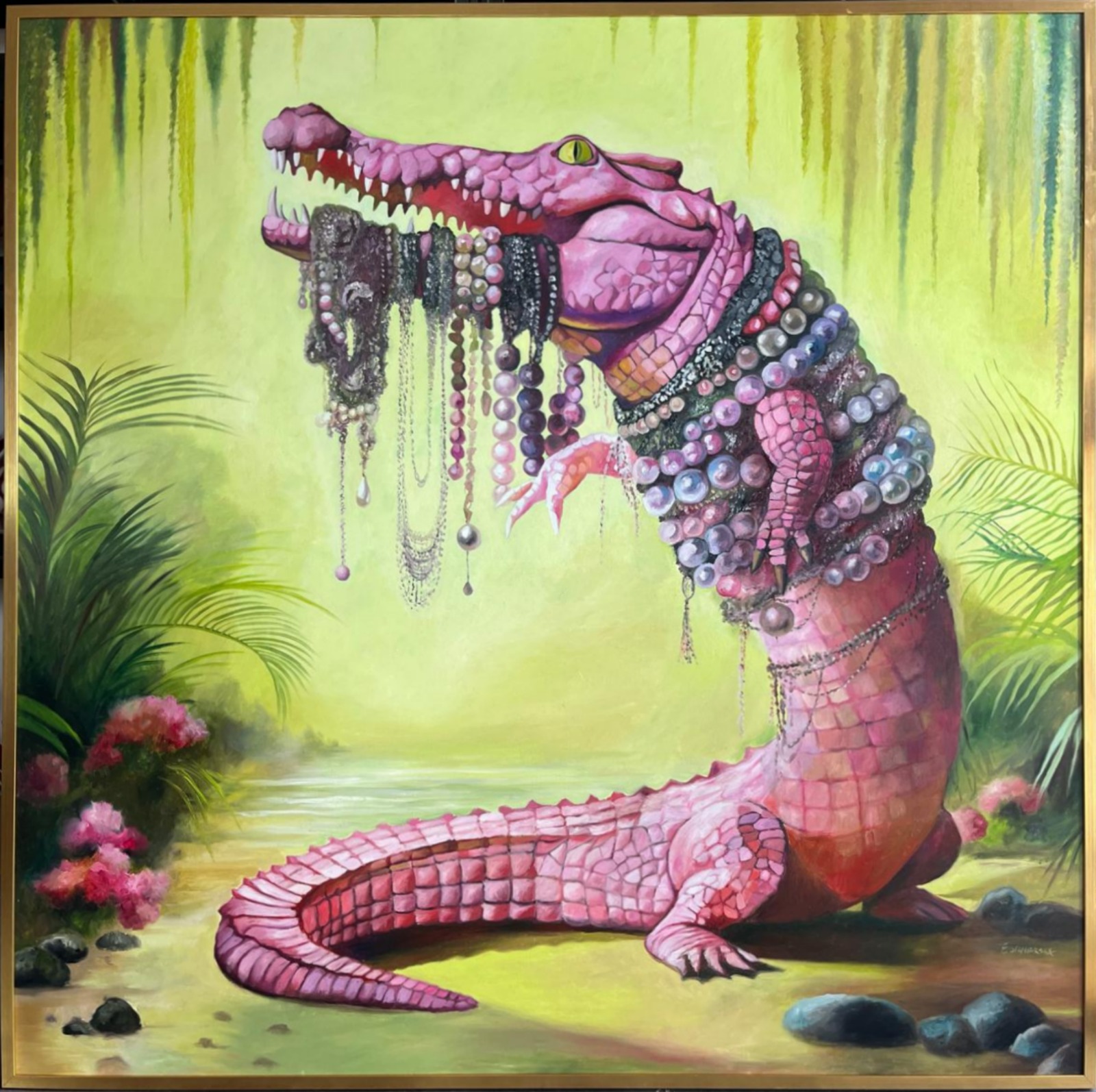 EWA STAWIARSKA 'Krokodora', olej, płótno, 160x160cm