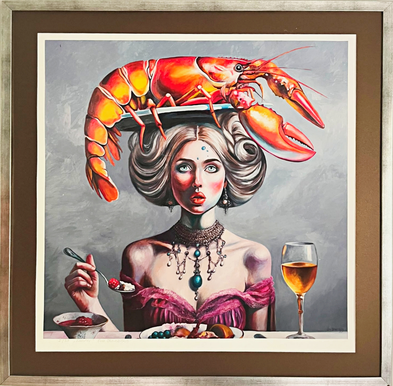 EWA STAWIARSKA 'Lobster', inkografia, papier, 60x60cm
