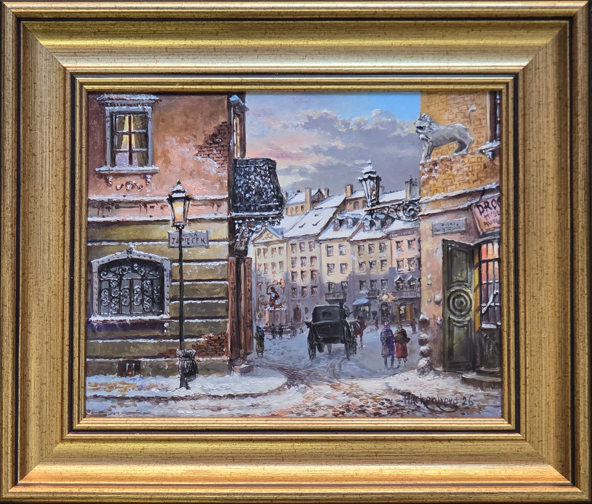 WITOLD HACKENBERG 'Warszawa Stare Miasto, Zapiecek', olej, płótno, 24x30cm