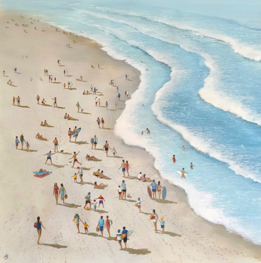 ANNA JASKULSKA 'Plaża' olej, płótno 80x80cm