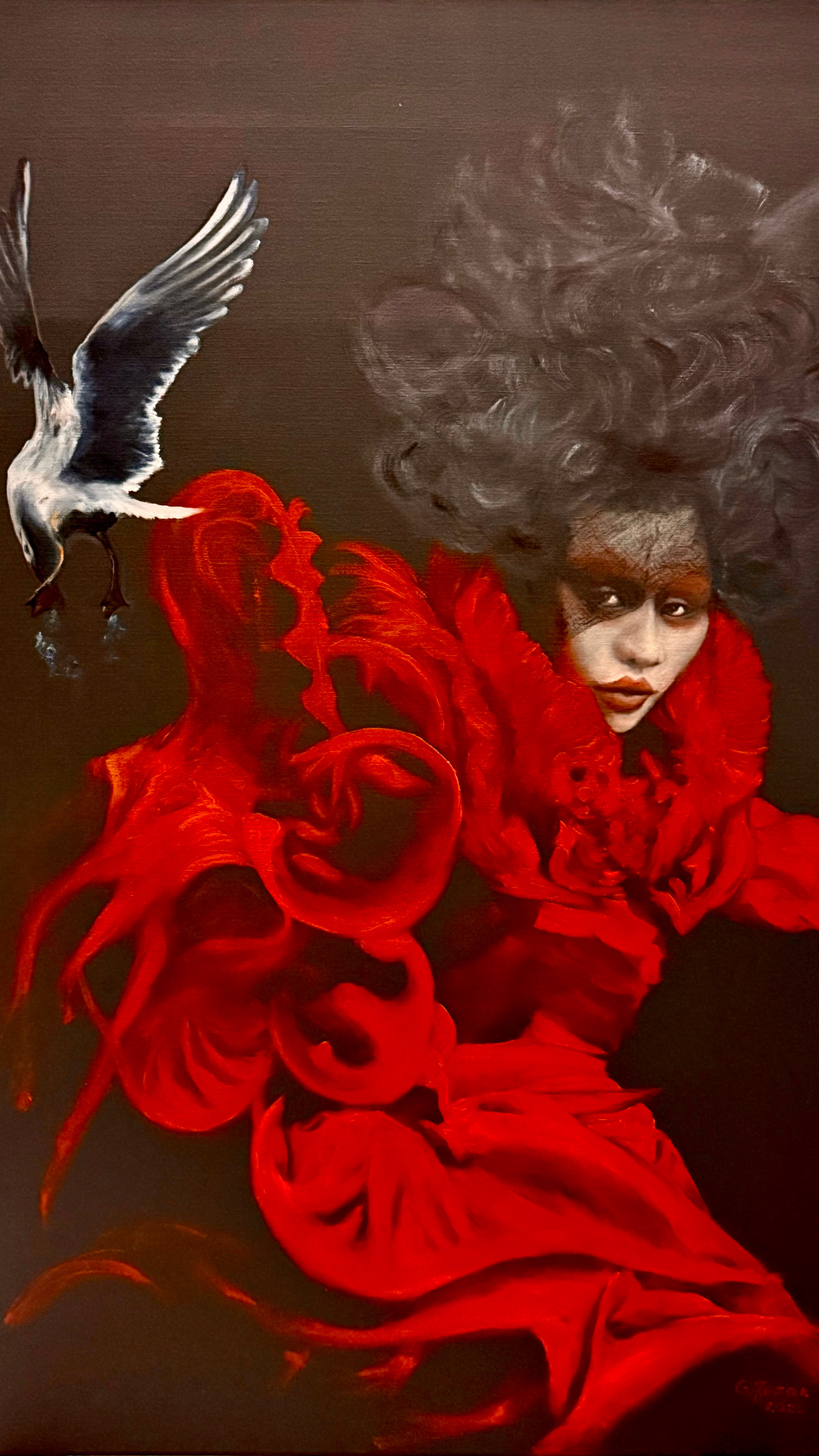 GRAŻYNA JEŻAK 'Marzenia jak ptaki szybują po niebie' olej, płótno, 100x70cm