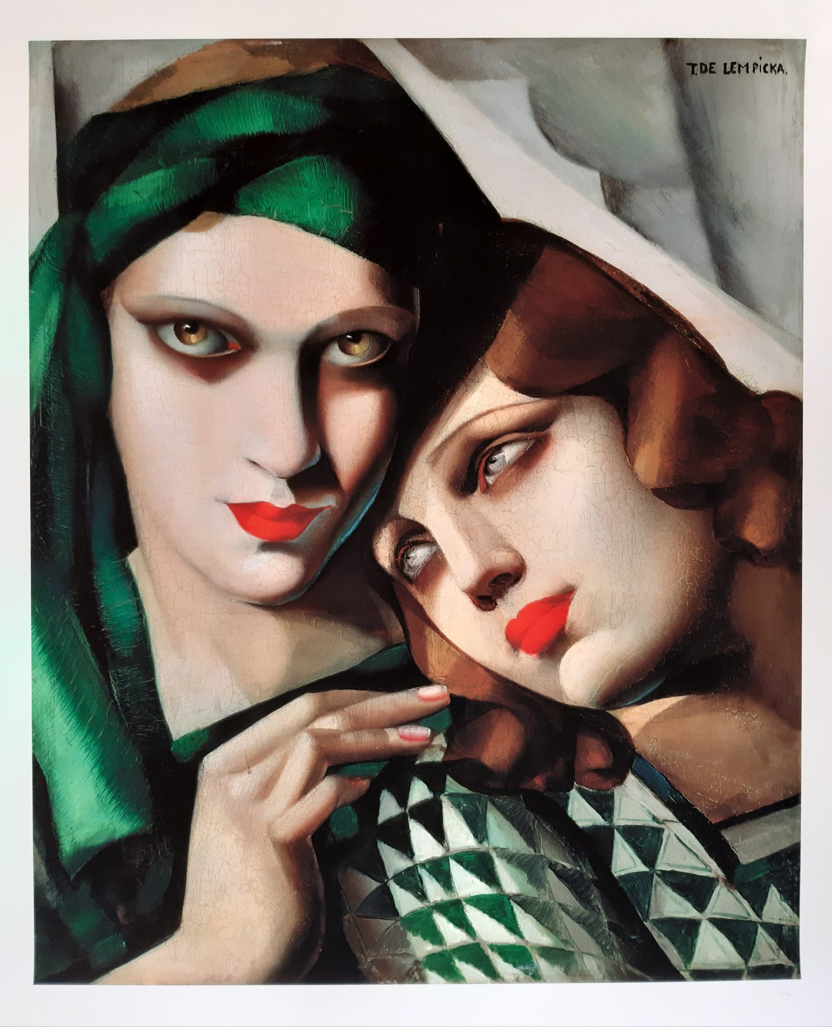 TAMARA DE LEMPICKA 'Green Turban' gouttelette, papier, 76x60cm