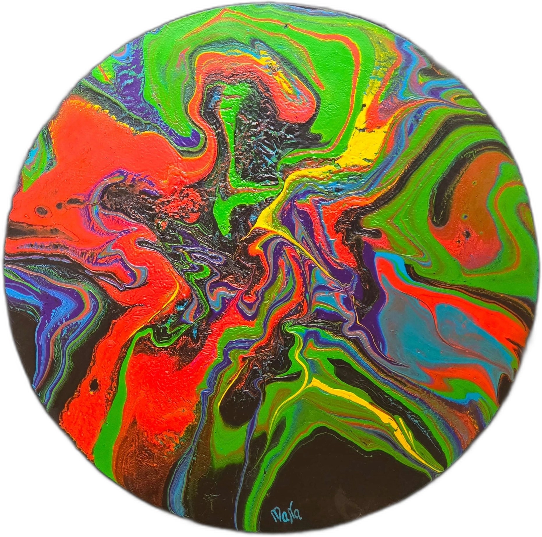 MaNa Art 'Kolorowo', technika mieszana, płótno, akryle, średnica 50cm