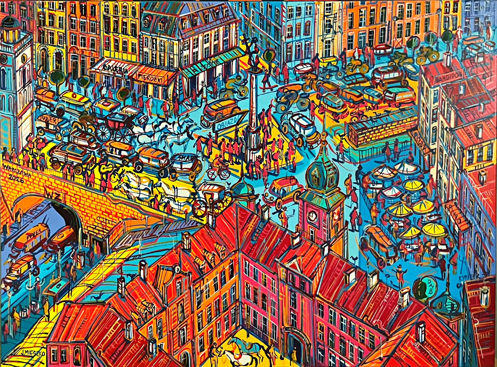 JOANNA MIESZKO 'Warszawa Trasa W-Z' akryl, płótno, 71x100cm