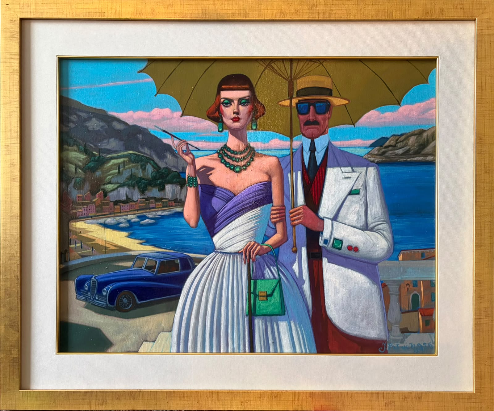 JACEK PAŁUCHA 'Diuszessa zamierza postawić Swoje szmaragdy' olej, płótno 55x70cm