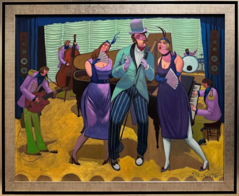 JACEK PAŁUCHA 'Scena rodzajowa' akryl, płótno 80x100cm