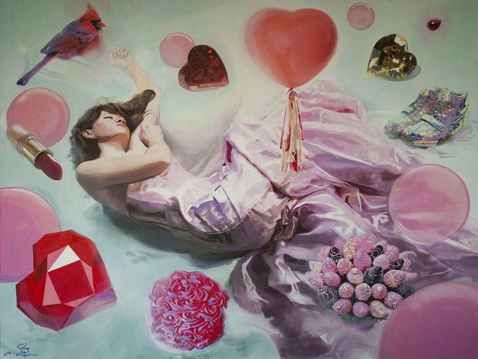 PAULINA PENC 'I want have it all' akryl, płótno, 90x120cm