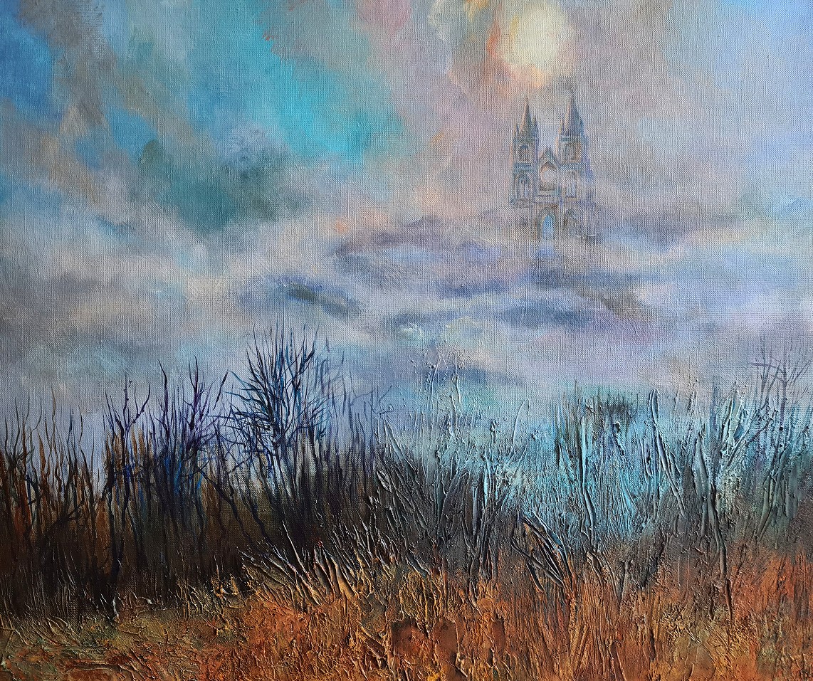 URSZULA ŚWITAJ 'We mgle', olej, płótno, 46x55cm