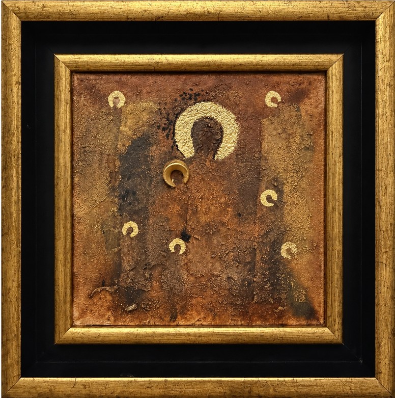 MAŁGORZATA DAWIDIUK 'Ikona Światło M', technika własna, płótno, 20x20cm