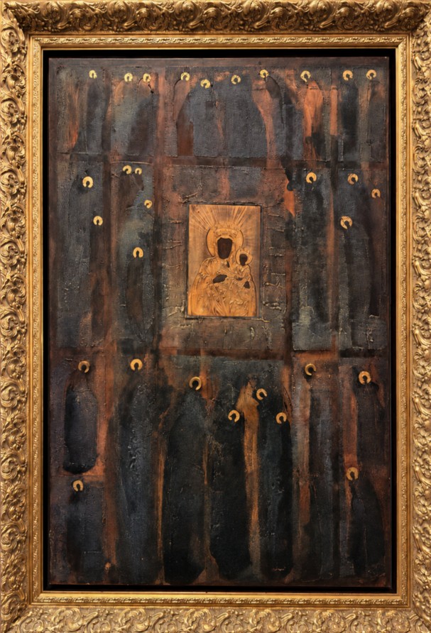 MAŁGORZATA DAWIDIUK 'Ikona Światło-ikona Matki Bożej', technika własna, płótno, 120x80cm