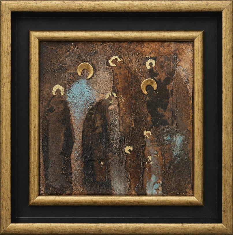 MAŁGORZATA DAWIDIUK 'Ikona Światło N', technika własna, płótno, 20x20cm
