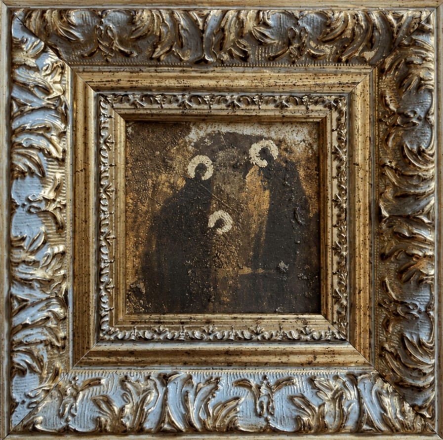 MAŁGORZATA DAWIDIUK 'Ikona Światło P', technika własna, płótno, 10x10cm