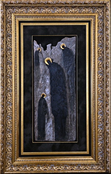 MAŁGORZATA DAWIDIUK 'Ikona Światło', stara deska, 57x23x3cm