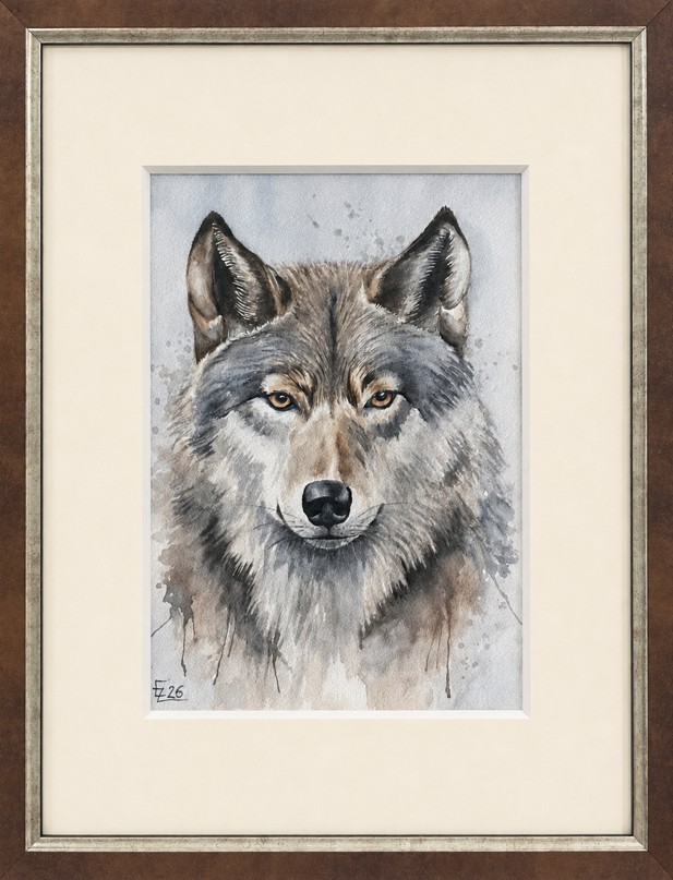 EWA ŻMUDA, 'Wilk', akwarela, papier, A4