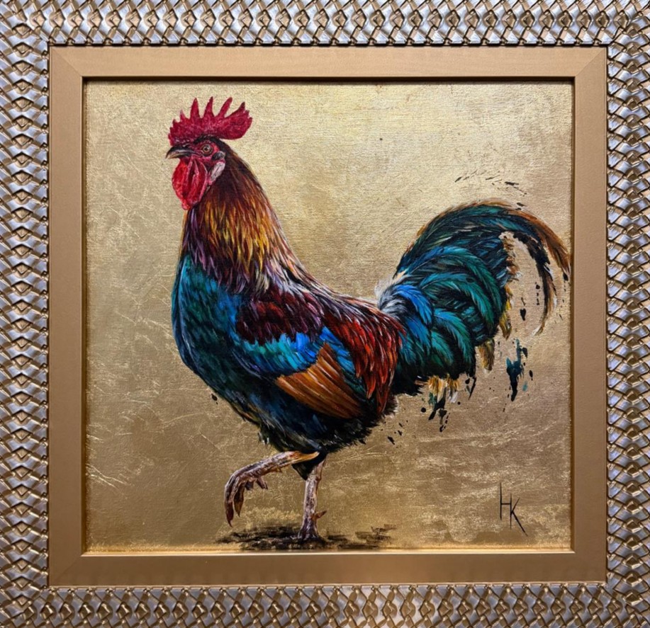 KHRYSTYNA HLADKA 'ROUSTER 1' akryl na płótnie, 40x40cm