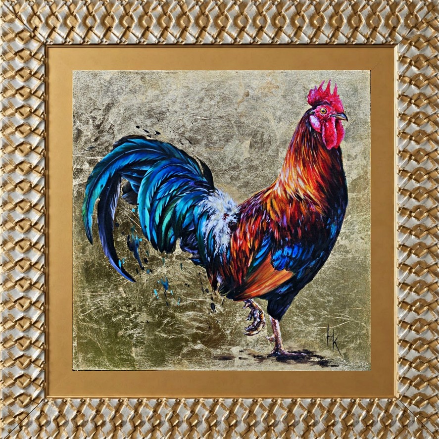 KHRYSTYNA HLADKA 'ROUSTER 2' akryl na płótnie, 40x40cm