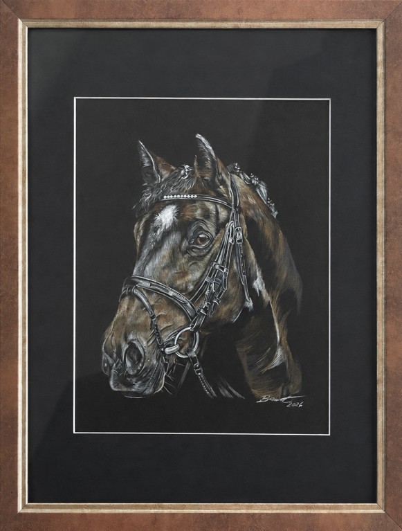 IZA BERNAT, 'Koń', kredka, pastel, karton, A4