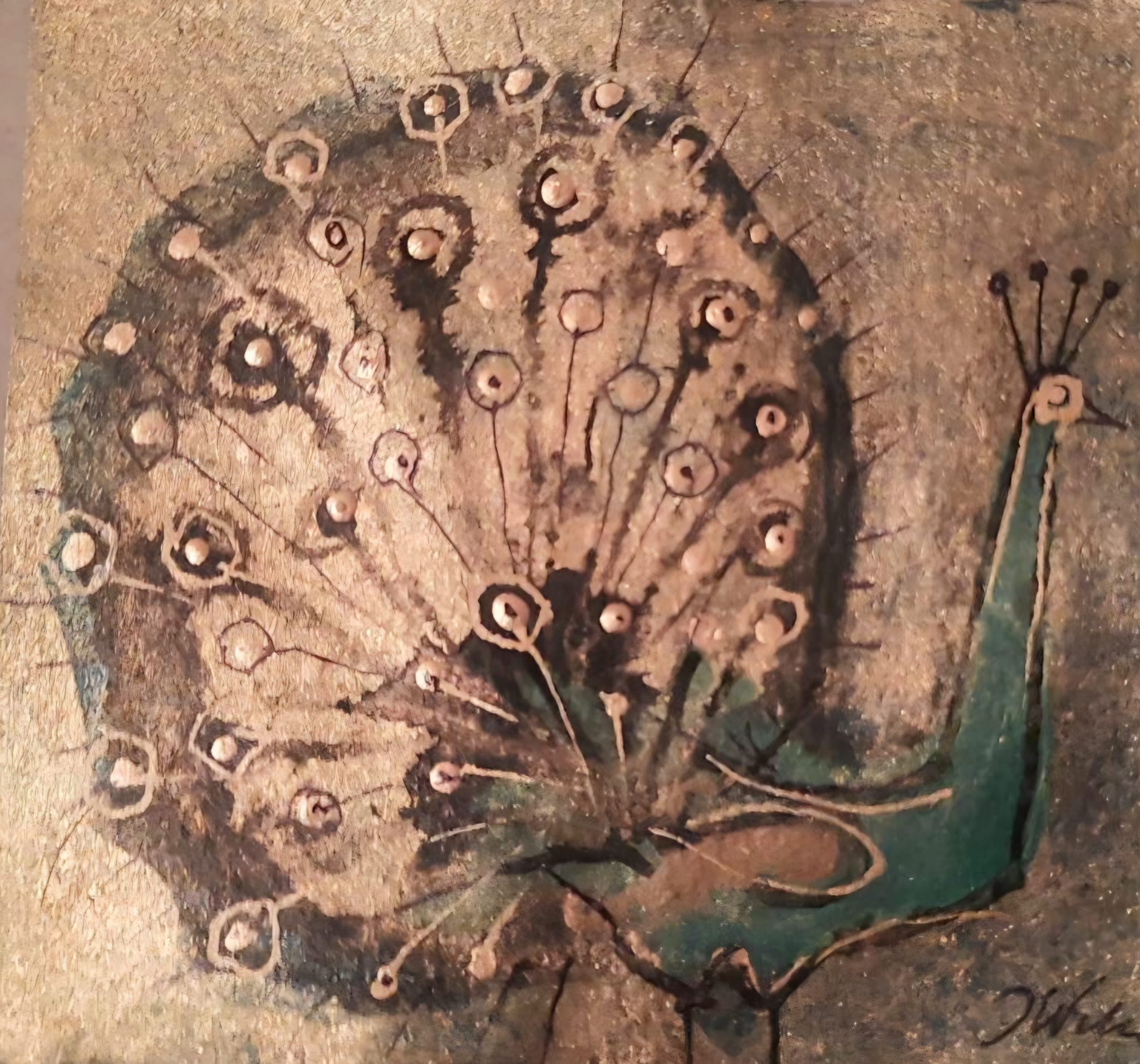 JÓZEF WILKOŃ 'Złoty Pawik' technika własna, 9x10cm