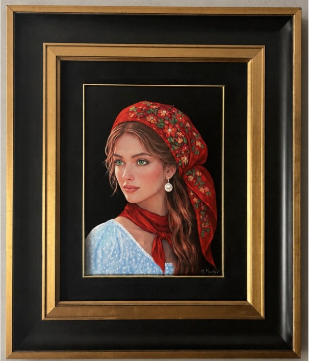 MASTER R, 'Portret', akryl, płótno, 40x30cm