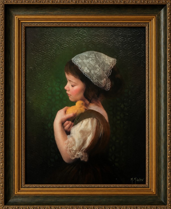 MASTER R, 'Portret dziewczynki', akryl, płótno, 50x40cm
