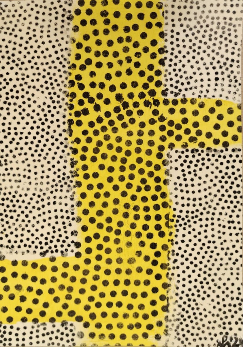 PIOTR MŁODOŻENIEC 'Kompozycja Abstrakcyjna F', akryl, papier 50x35cm