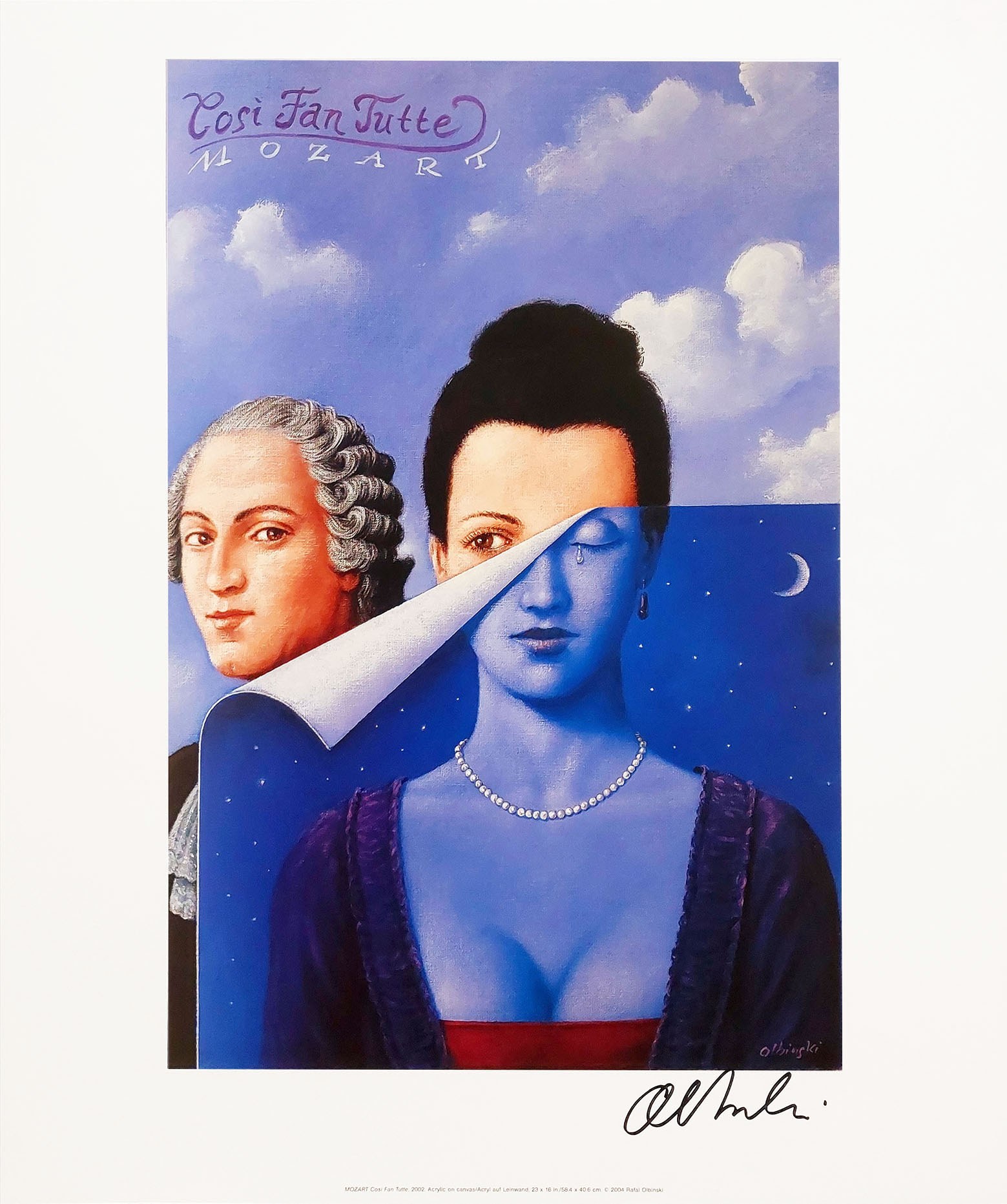 RAFAŁ OLBIŃSKI 'Cosi Fan Tutte' Mozart 2004, sygnowany, offset, papier, 57x48cm