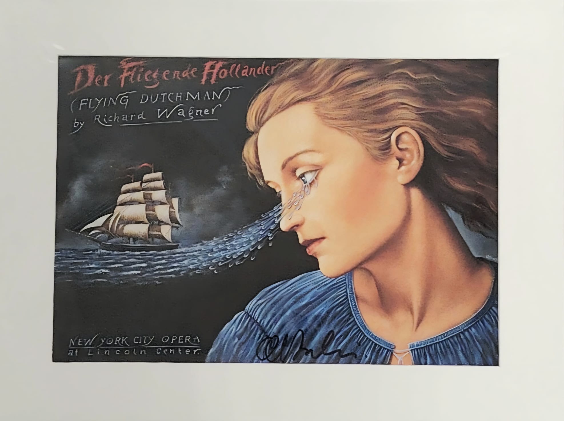 RAFAŁ OLBIŃSKI 'Latający Holender' Richarda Wagnera, sygnowany, offset, papier, 27x40cm