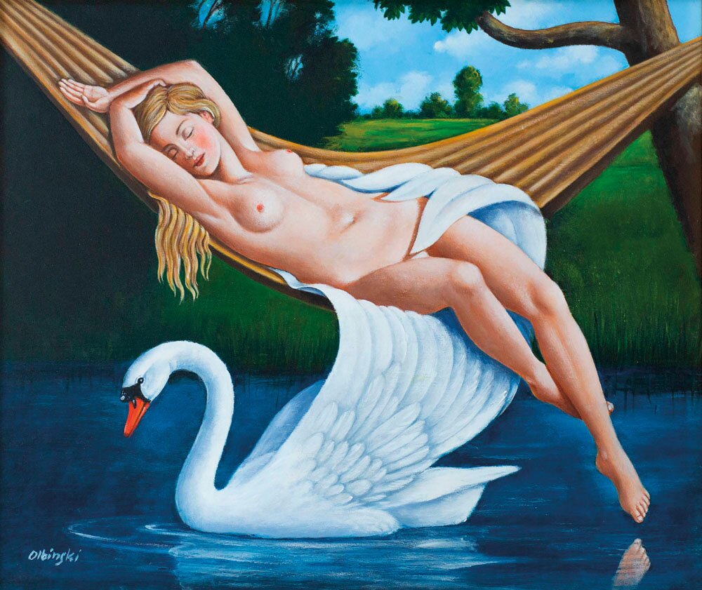 RAFAŁ OLBIŃSKI, 'Leda', inkografia, papier A4