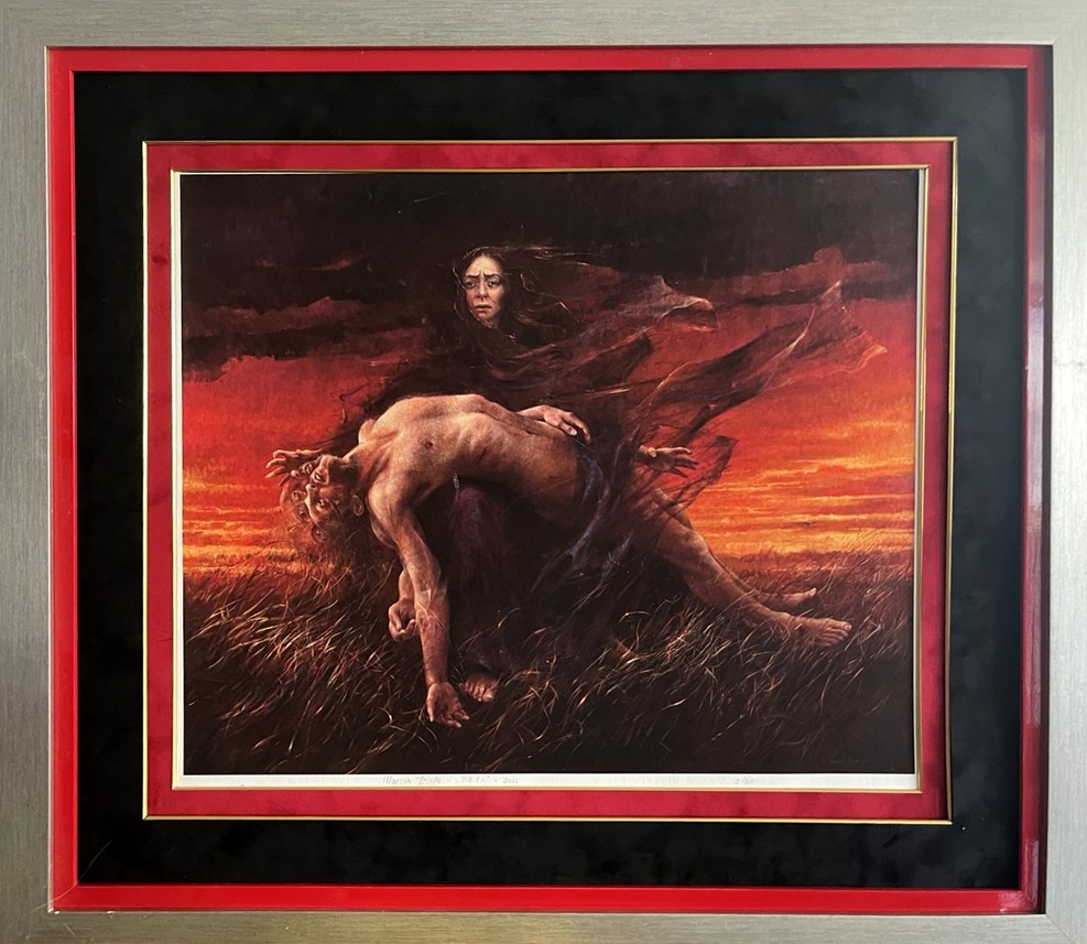 MARCIN TELEGA 'Pieta', inkografia, papier, 50x60cm