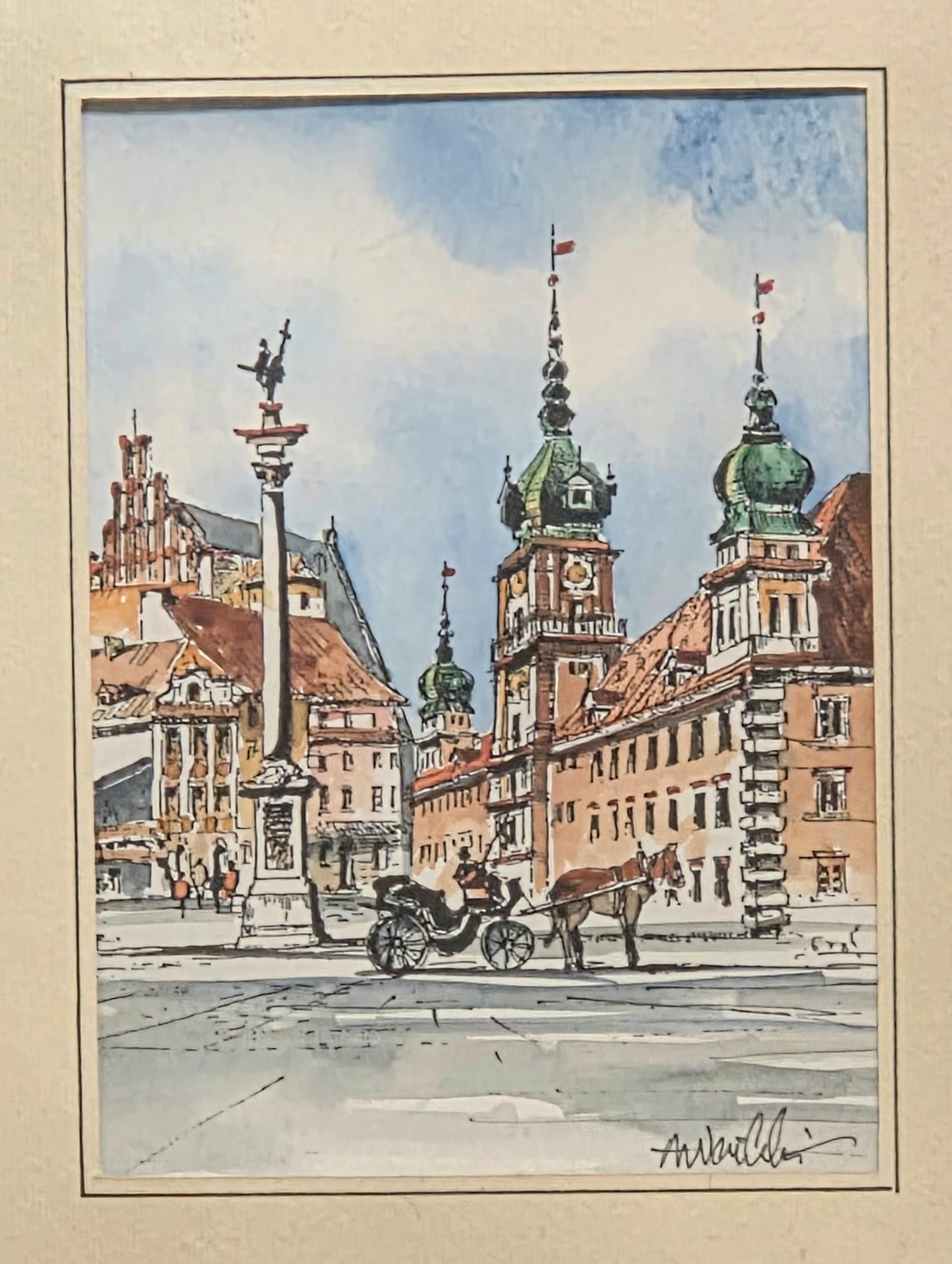 ANDRZEJ WASILEWSKI 'Warszawa' akwarela, papier 13x10cm
